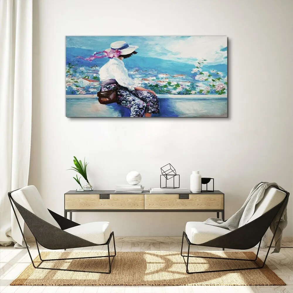 Tablou canvas Femei peisaj urban Munții