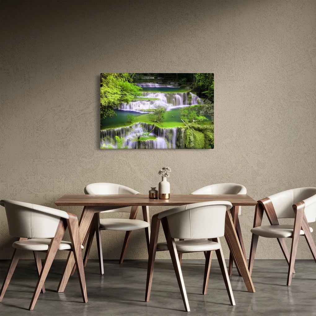 Tablou - Cascada Huay Mae Khamin, Kanchanaburi, Thailanda (90x60 cm)