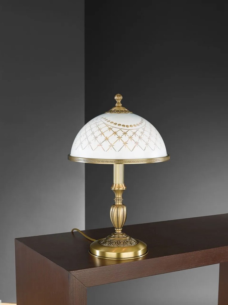 Veioza, lampa de masa clasic design italian din alama, sticla 7002 RA-P. 7002 M