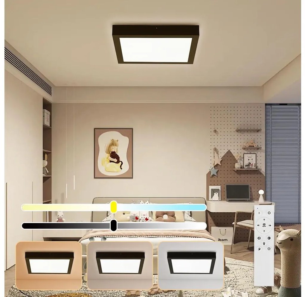 Plafonieră LED dimabilă pentru baie Brilagi FRAME SMART LED/24W/230V IP44 negru + telecomandă