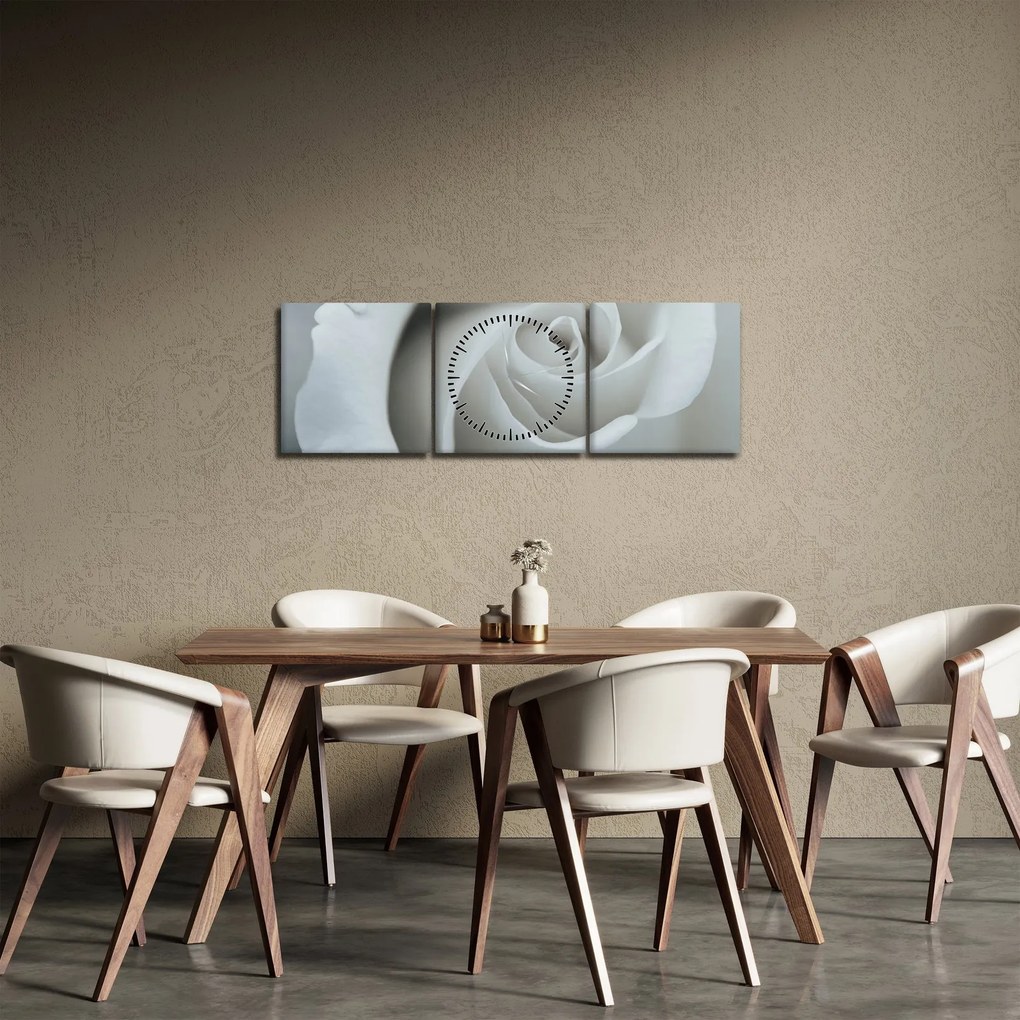 Tablou - Trandafirul alb (cu ceas) (90x30 cm)