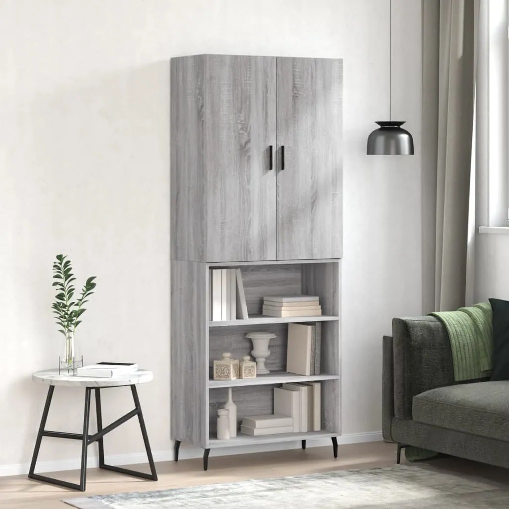 vidaXL Dulap înalt, gri sonoma, 69,5x34x180 cm, lemn compozit