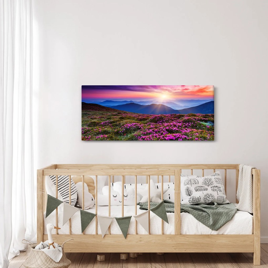 Tablou - Munte înflorit peisaj (120x50 cm)