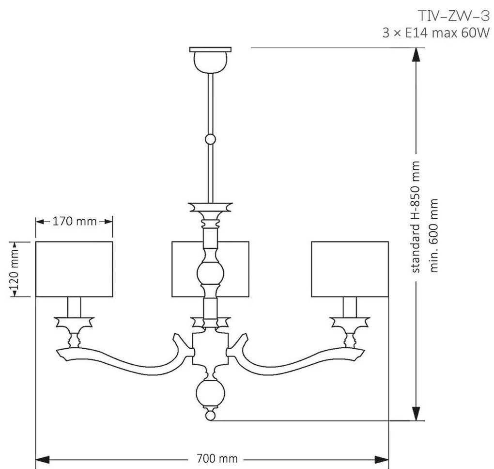 Candelabru 3 brate design modern realizat manual Tivoli