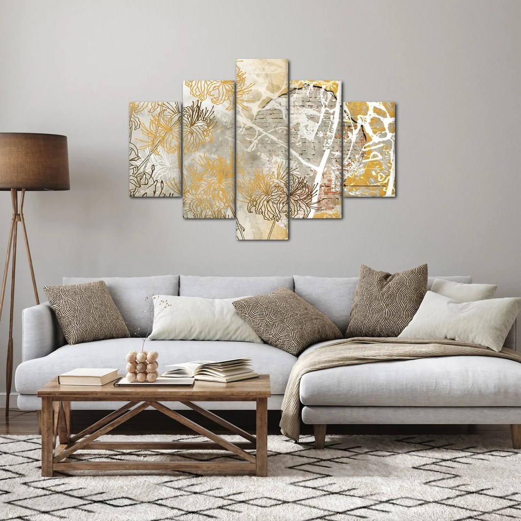 Tablou - Vintage perete cu flori (150x105 cm)