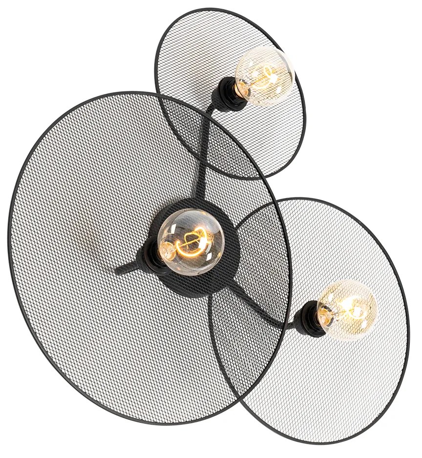 Lampa de perete de design neagra cu plasa 3 lumini - Jane