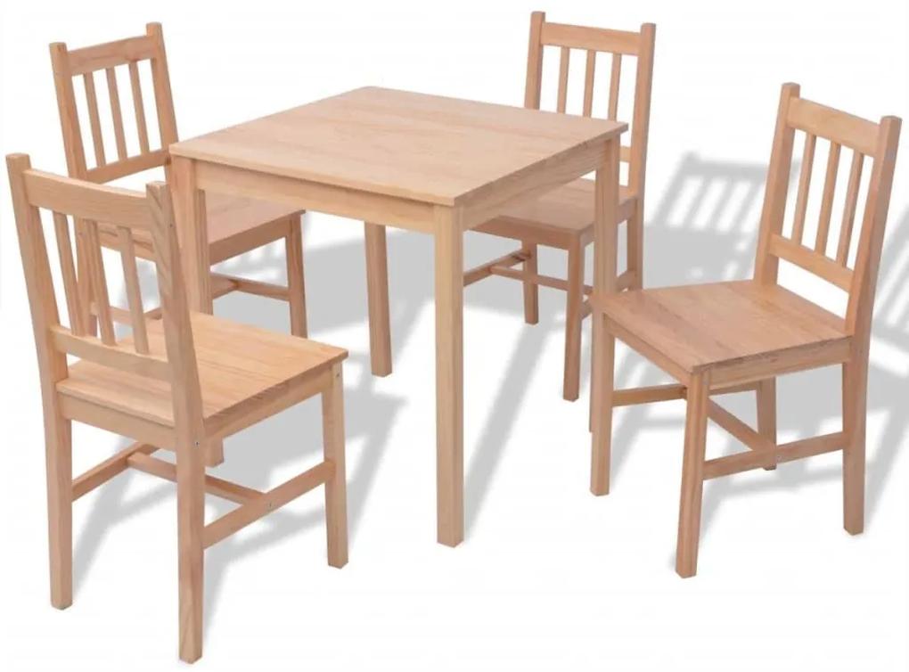 242958 vidaXL Set masă și scaune din lemn de pin, 5 piese