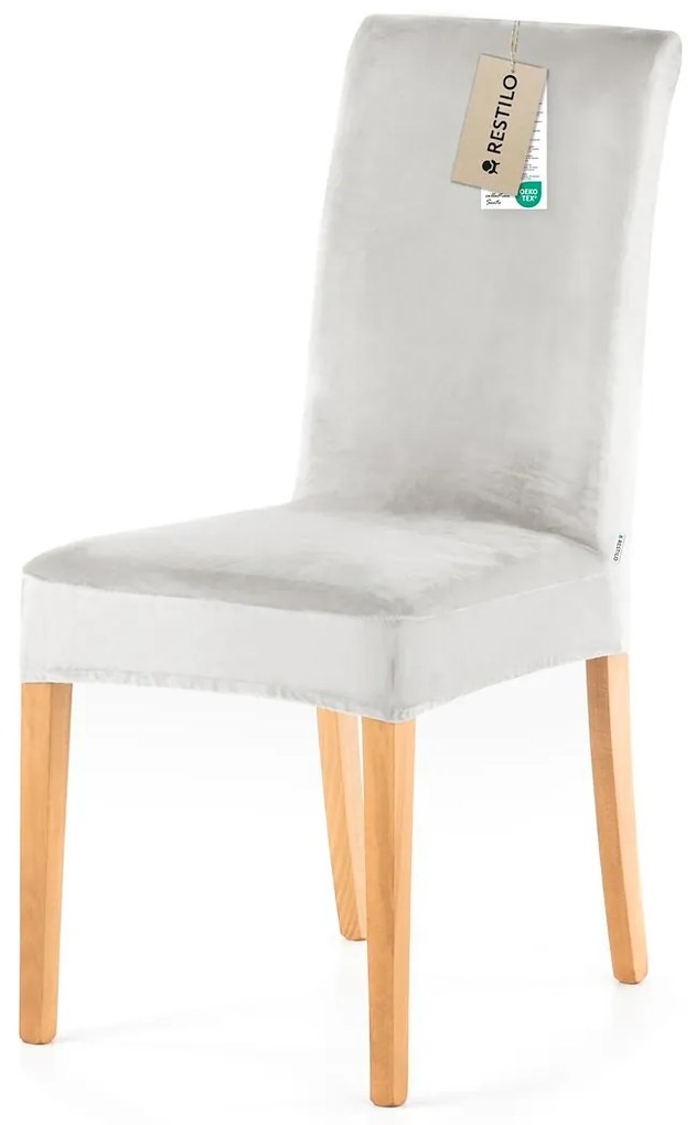 Restilo Husă pentru scaun Sento argintiu, 48 x 48x 58 + 10 cm, set de 4 bucăți