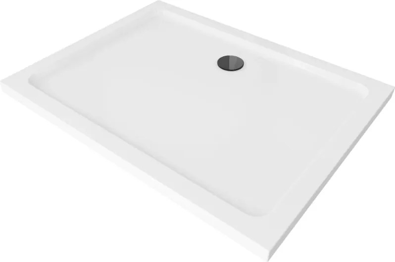 Mexen Flat cadă de duș dreptunghiulară slim 80 x 70 cm, albă, sifon negru - 40107080B