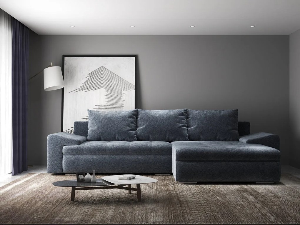 Colțar extensibil dumonde cu ladă de depozitare si sezut confortabil din spuma high-density, Leonardo Euphoria Grafit 260x185 cm II