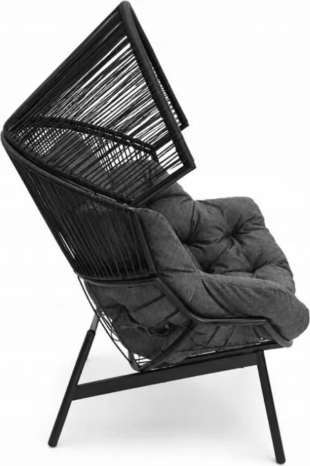 Scaun de gradina AURELO cu taburet, neagra
