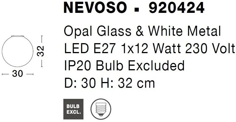 Plafoniera design modern Nevoso alb 30cm