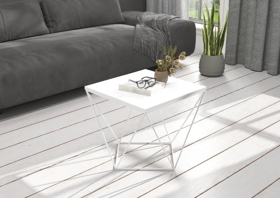 Masuta de cafea, 50x50 cm, DIANA, ADRK Furniture (Culoare: Alb / Beton)