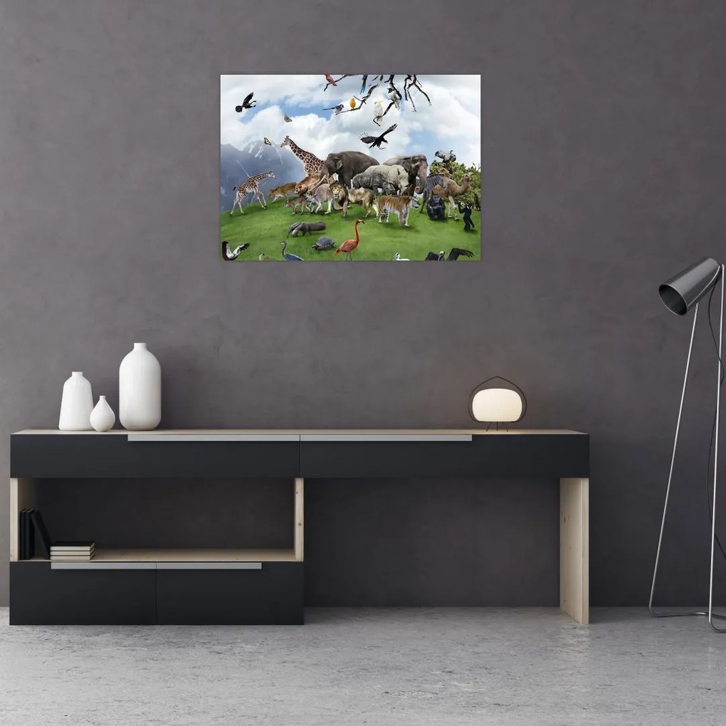 Tablou - Animale pe insulă (70x50 cm)