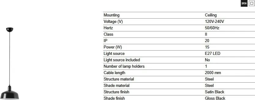 Lustra/Pendul metal TATAWIN M negru