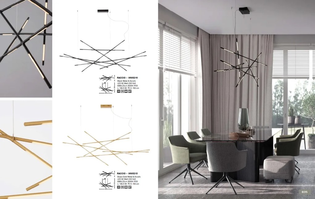 Lustra LED XL suspendata design modern RACCIO aurie