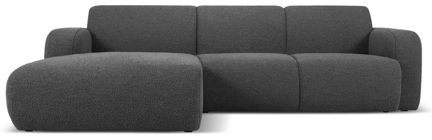 Colțar gri închis cu tapițerie din stofă bouclé (colț stânga) Molino – Micadoni Home