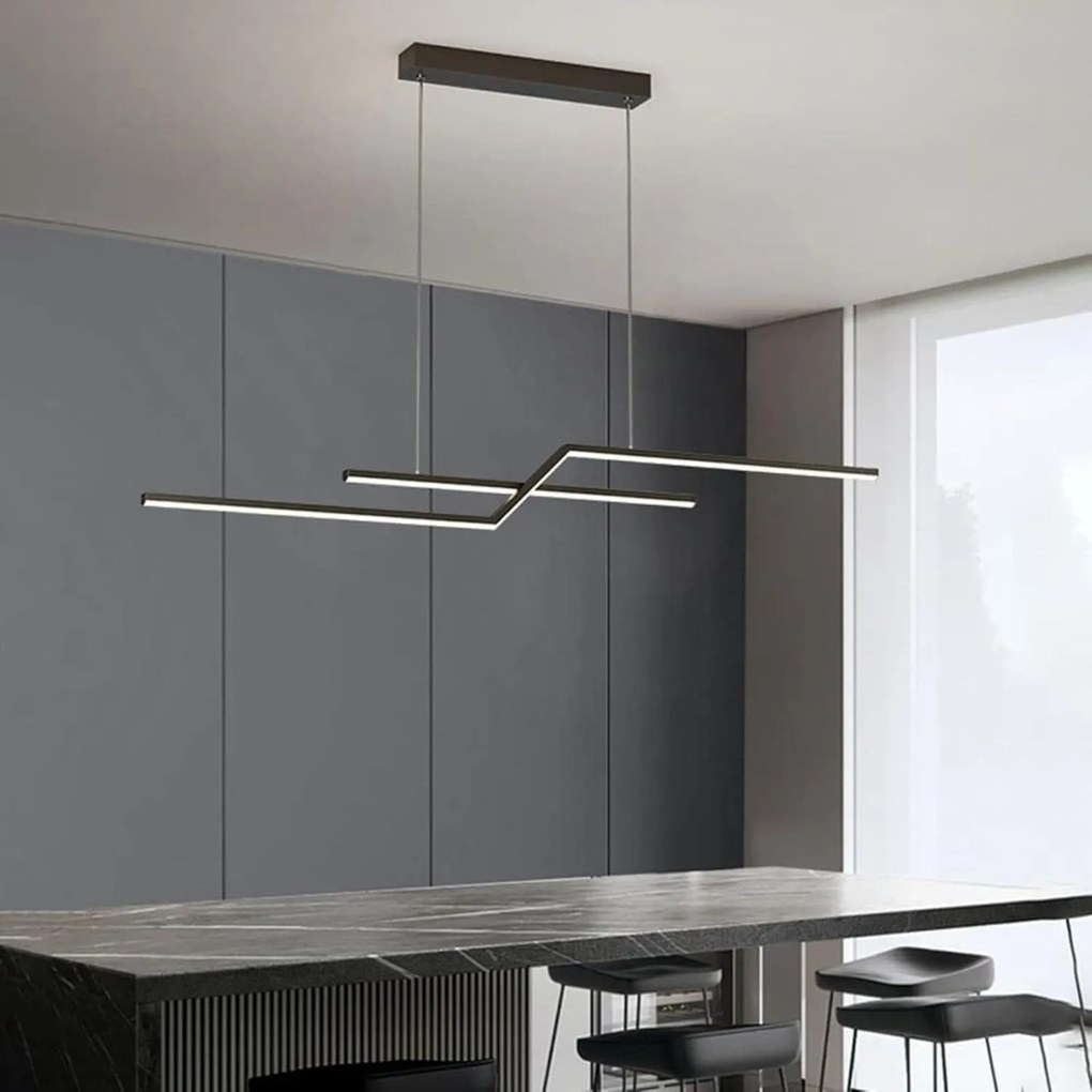 Lustră LED Elegantă cu Telecomandă WiFi 2.4G, Lumină Reglabilă Rece/Calda/Neutră, 120cm, Iluminare Premium și Stil Contemporan DM-G4125 Negru