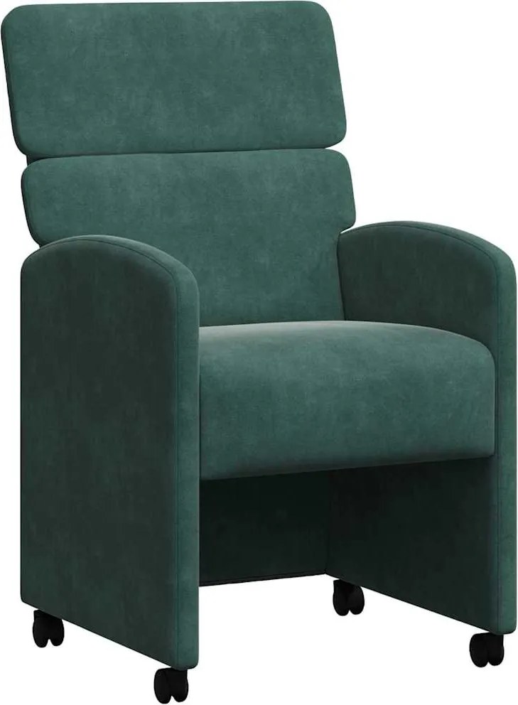 vidaXL Scaune de dining cu roți 2 pcs Verde închis 58 x 65 x 98 cm