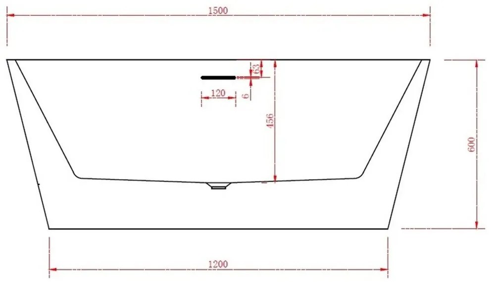 Cada baie freestanding 150 x 75 lipita de perete, acril, Alice Bella Casa 1500x750 mm