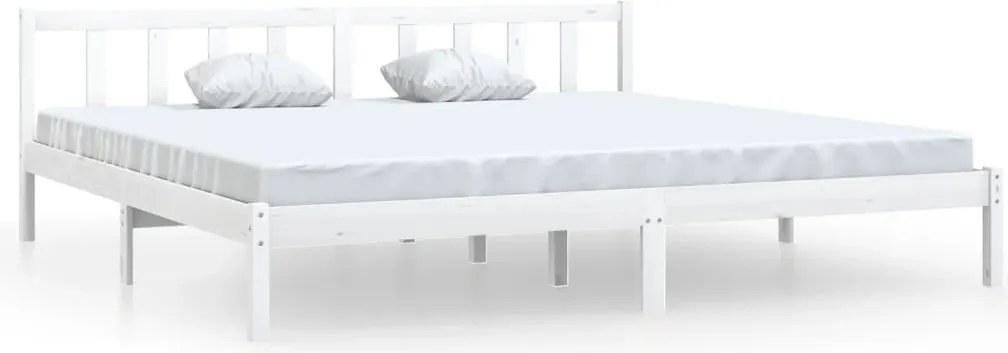 vidaXL Cadru de pat Super King, alb, 180x200 cm, lemn masiv de pin