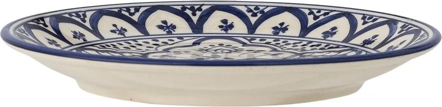 Farfurie din ceramică, albastru, model mediteranean pictat manual, 2 x 19 cm, „Karlie”
