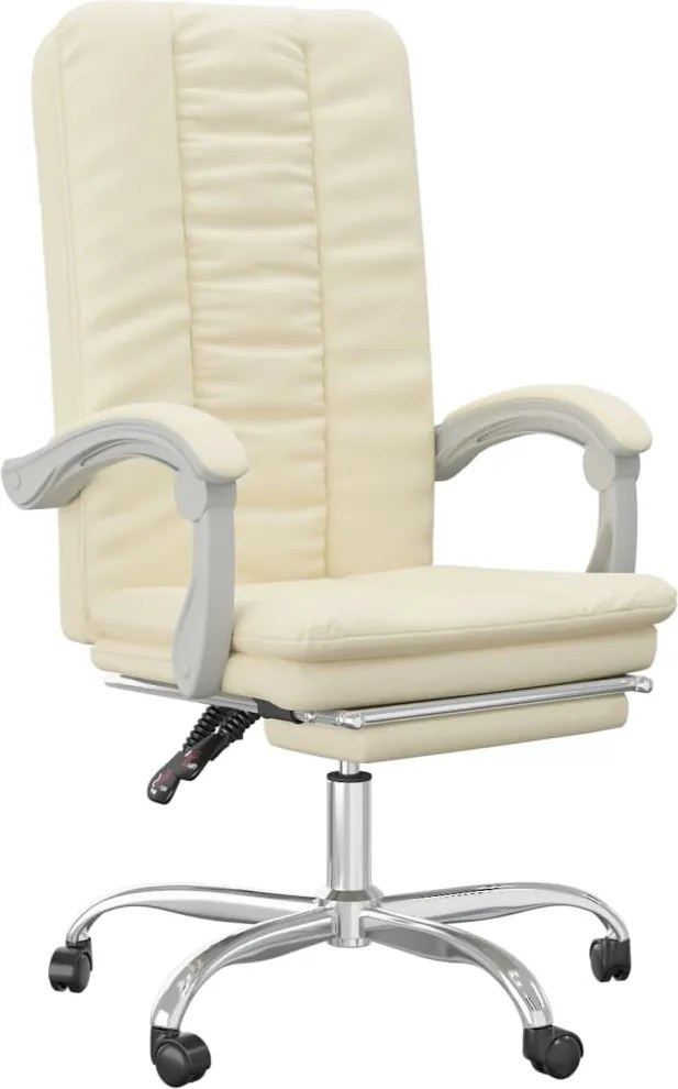 vidaXL Fotoliu de birou rabatabil, crem, piele ecologică