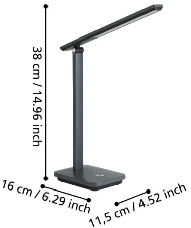 Lampă LED dimabilă reîncărcabilă Eglo 900957 INIESTA LED/3,6W/5V 1800mAh gri