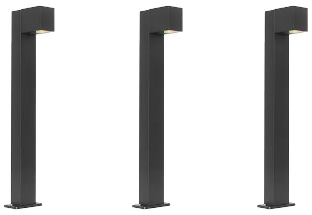 Set de 3 lămpi inteligente de exterior negre 65cm IP44 Incl. Zigbee GU10 - Baleno