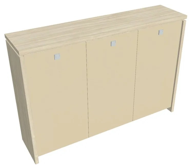 Dulap mediu pentru haine Verno 188 x 46 x 130 cm, uși de sticlă, salcâm / vanilie