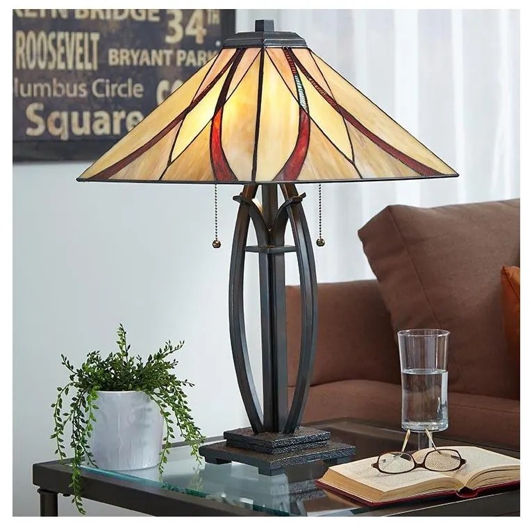 Elstead QZ-ASHEVILLE-TL - Lampă de masă Tiffany ASHEVILLE 2xE27/60W/230V