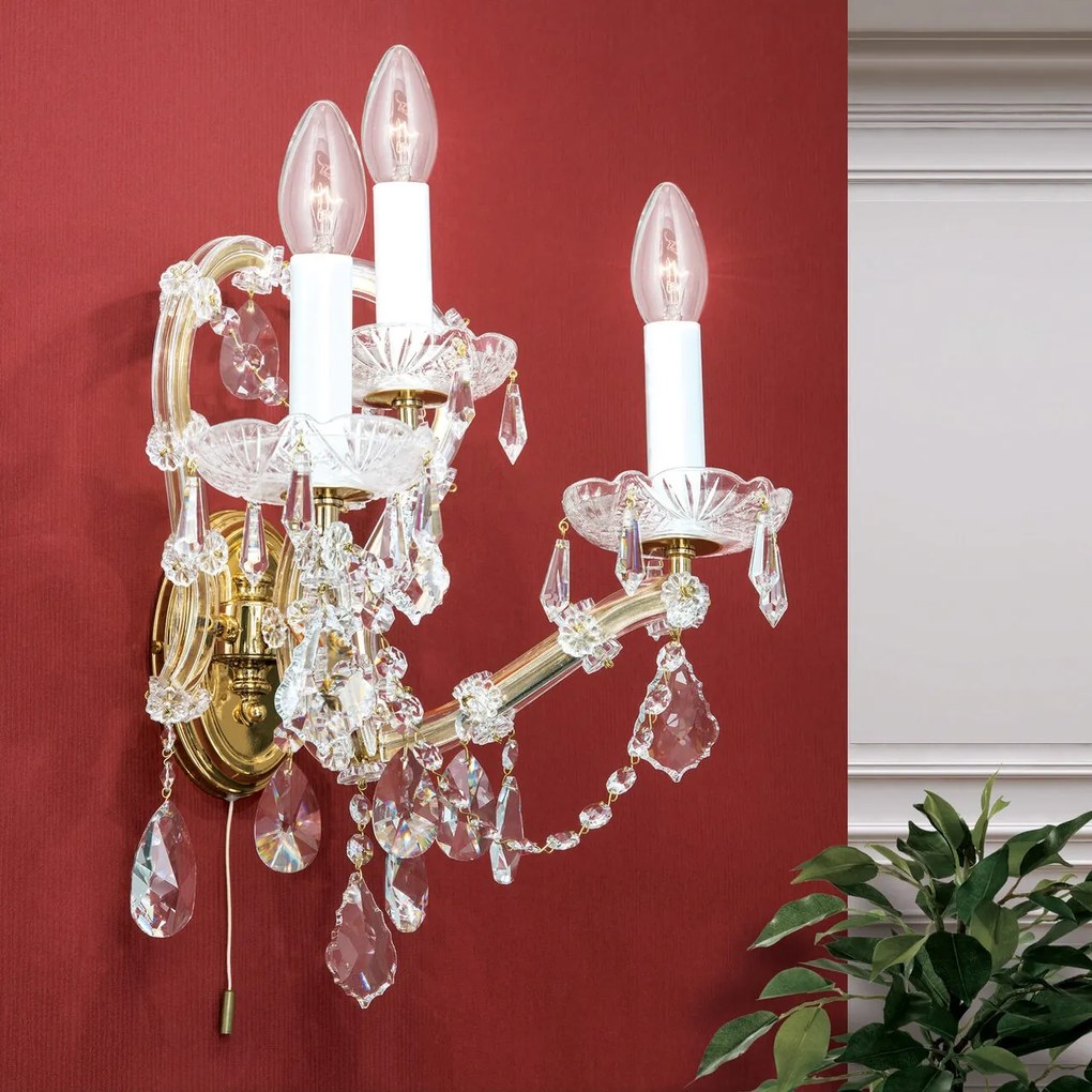 Aplica de perete de lux cristal Swarovski Maria Theresia-A 3L 24K gold plated