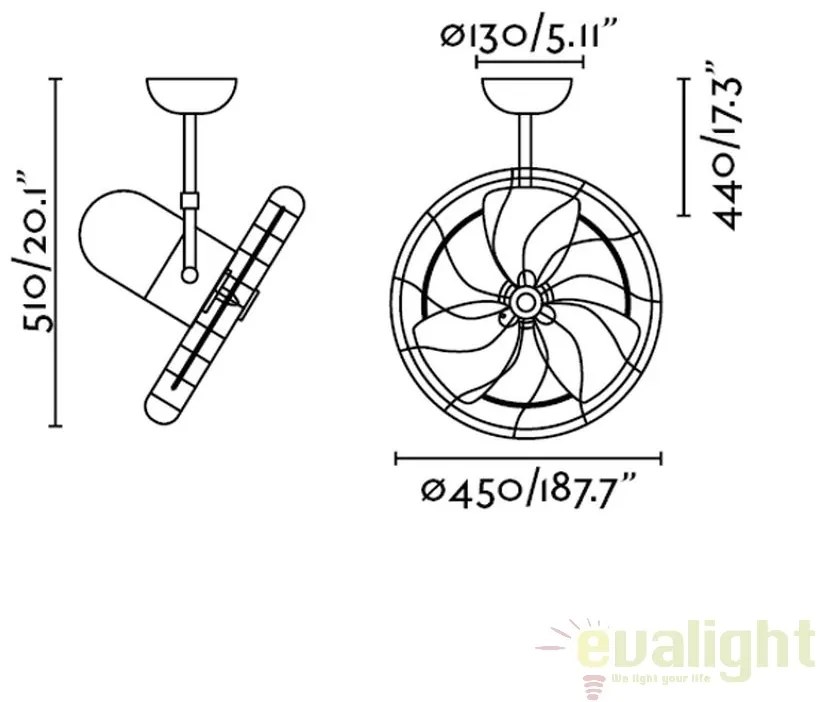 Ventilator de perete / tavan design retro KEIKI maro