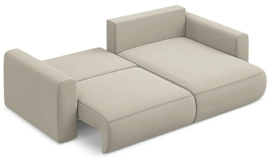 Colțar bej extensibil/cu spațiu de depozitare cu tapițerie din catifea (cu colț pe partea dreaptă/cu șezlong) Kapua – Makamii