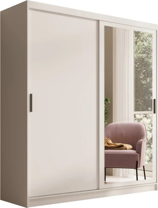 Dulap cu usi glisante si oglinda, 180x60x205 cm, Hailey 180, ADRK Furniture (Culoare: Alb / Alb)