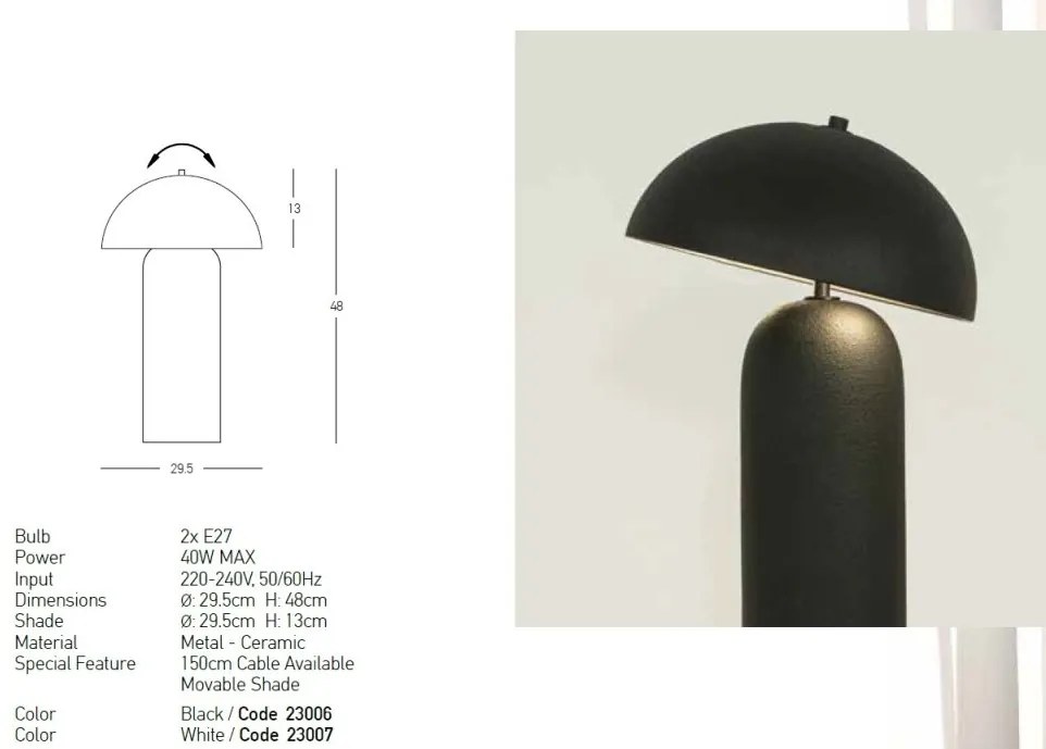 Veioza/Lampa de masa design decorativ Sidney alba