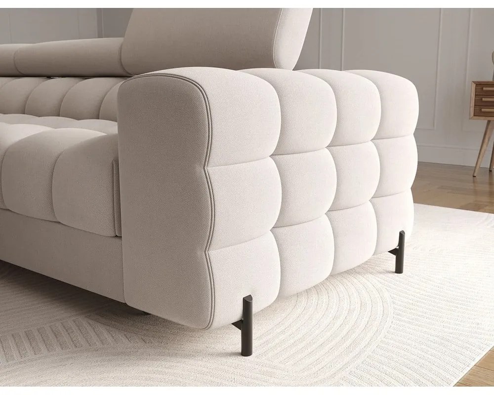 Colțar bej extensibil/cu spațiu de depozitare cu tapițerie din catifea (cu colț pe partea stângă/cu șezlong) Felro – ELTAP