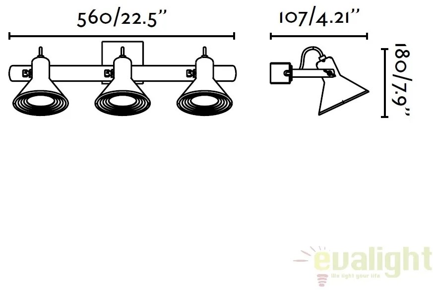 Aplica de perete cu 3 spoturi directionabile CUP-3 40587