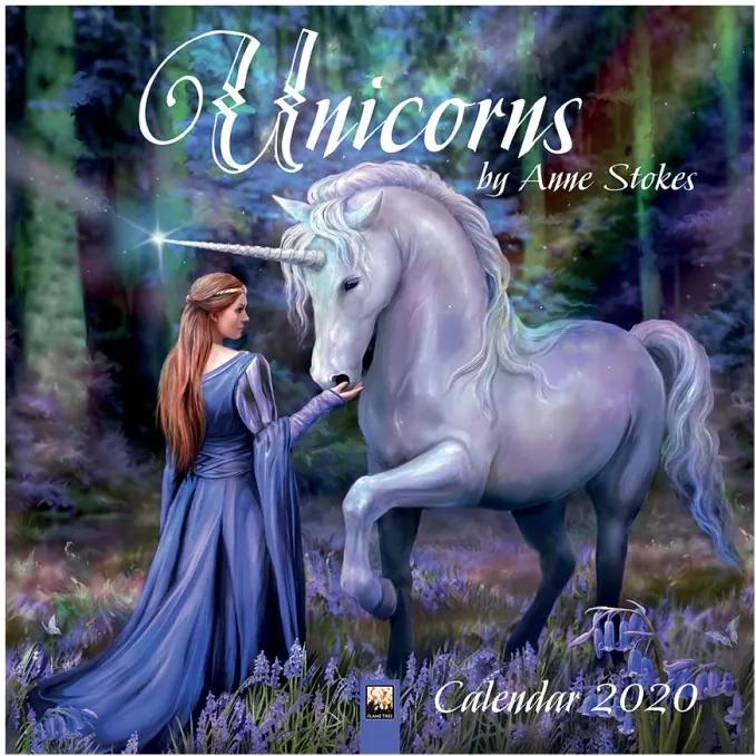 Calendar 2020 de perete Anne Stokes - unicorni
