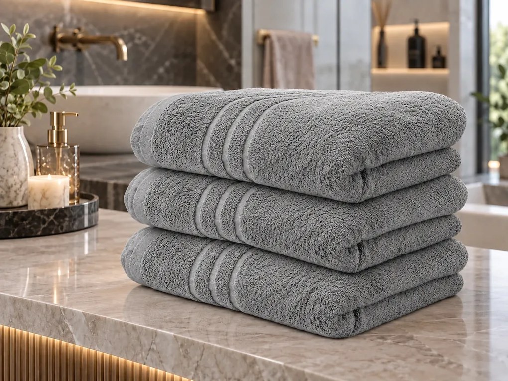 Prosop CONFORT 70 x 140 cm gri deschis, 100% bumbac