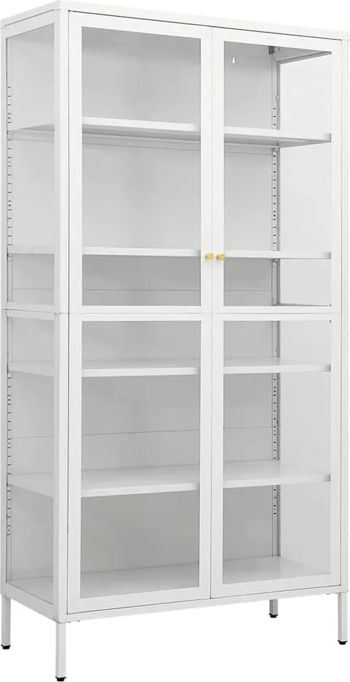 vidaXL Vitrină, alb, 90x40x180 cm, oțel și sticlă securizată