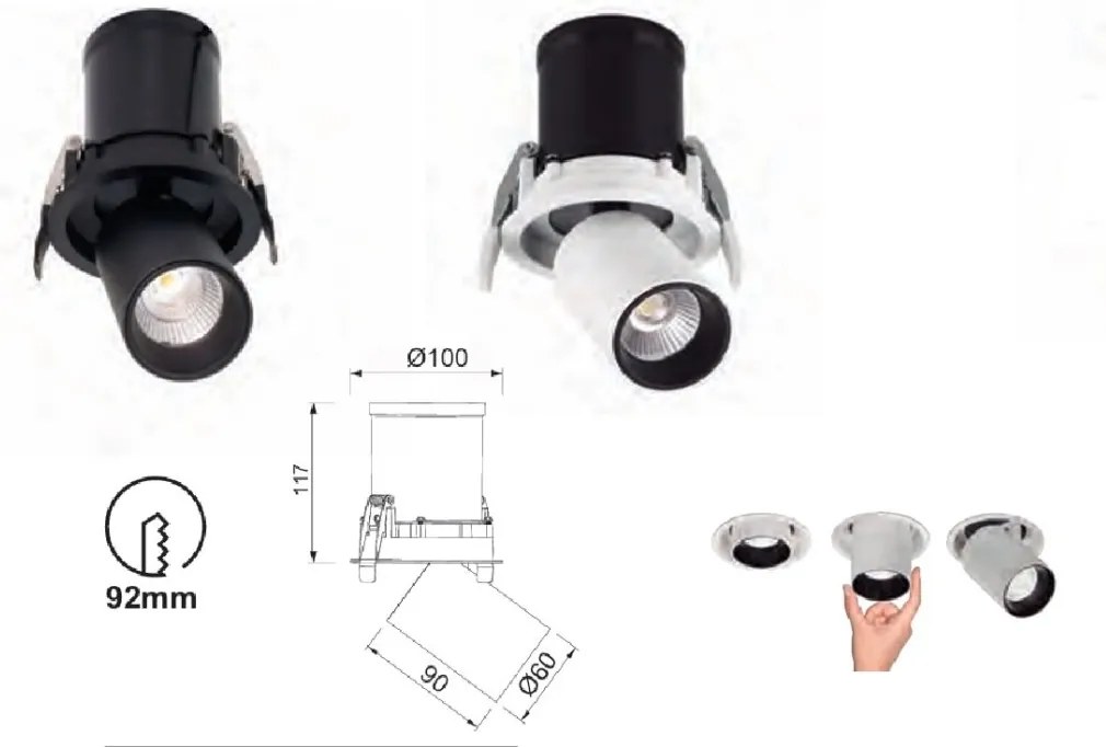Spot LED 4000K incastrabil GARDA 6cm alb