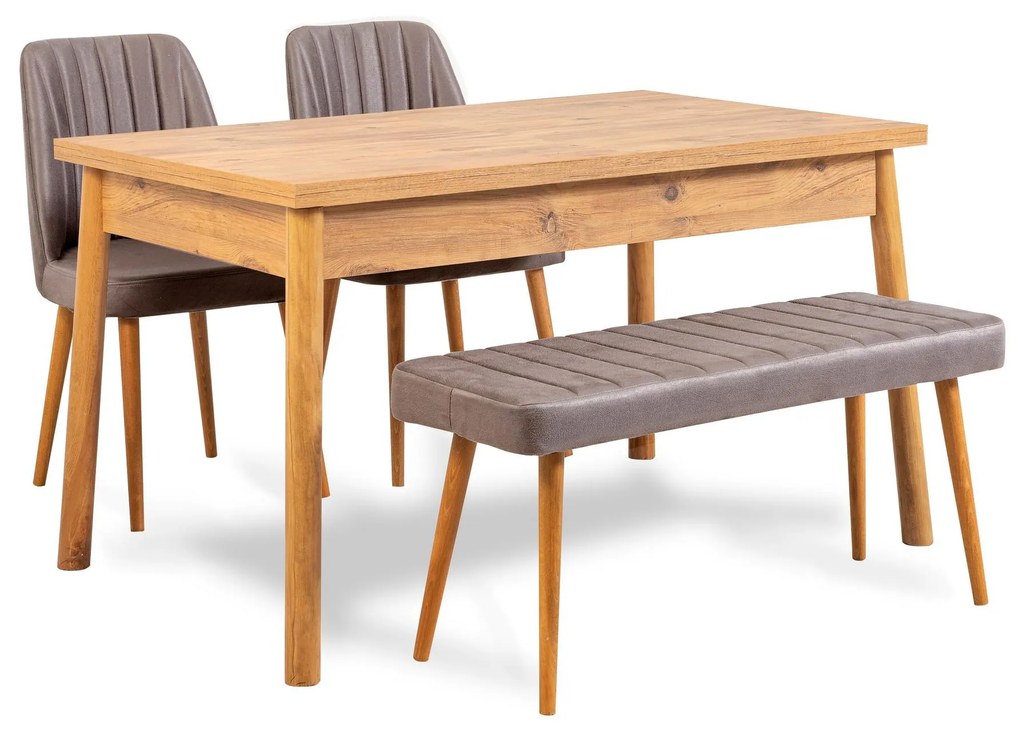 Set mobilier sufragerie Bimuvo 4 (pin atlantic + gri) (pentru 4 persoane). 1095042