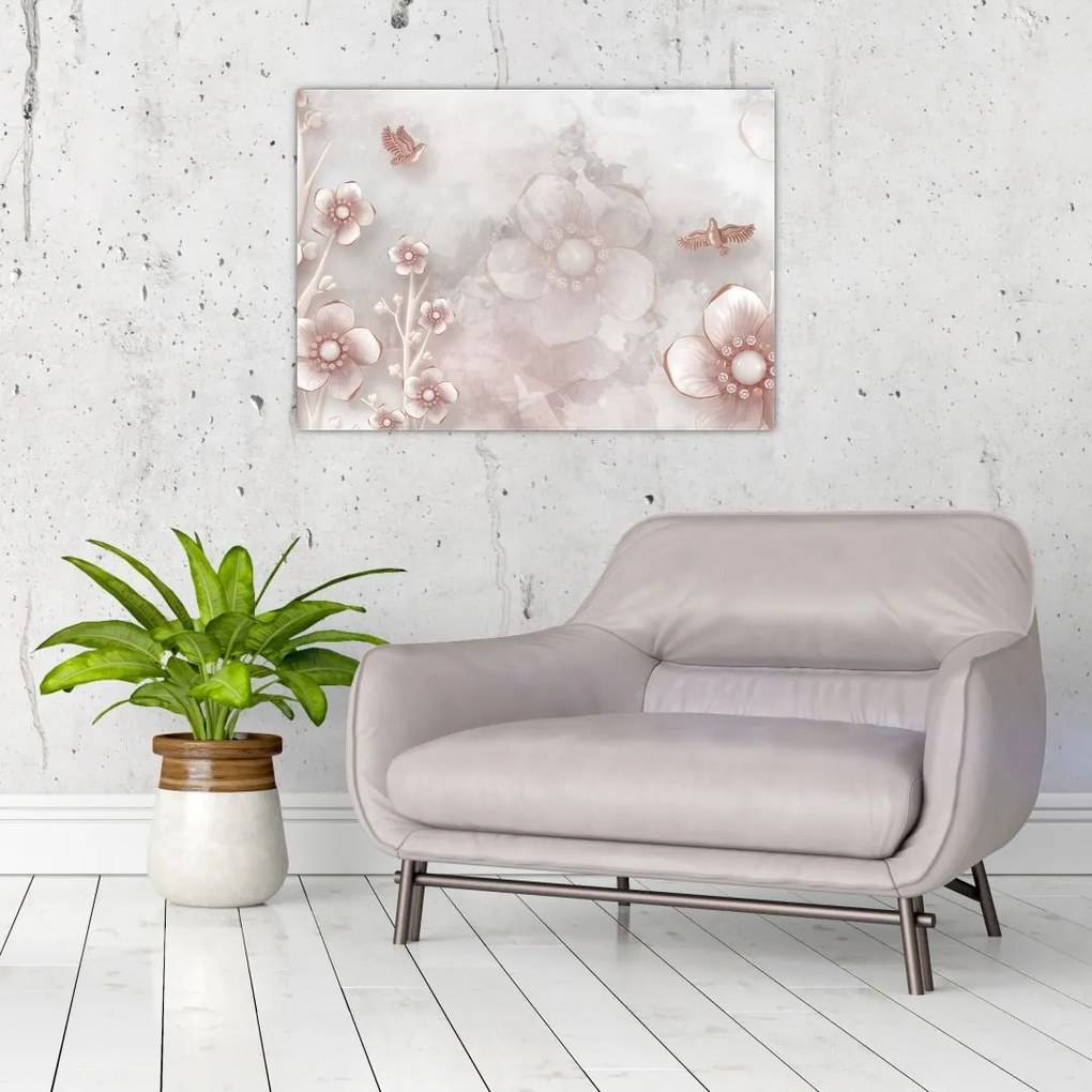 Tablou - Flori roz (70x50 cm)