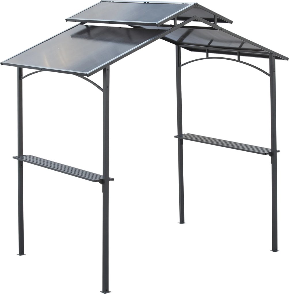 Outsunny Foisor de Gradina pentru Gratar din Otel Acoperis Dublu si Rafturi