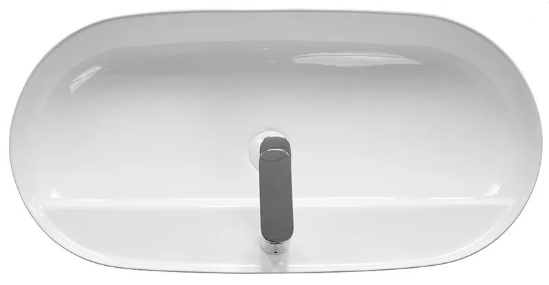 Lavoar pe blat Fluminia, Cassandra 81, oval, 81,5 x 41,5 cm, alb