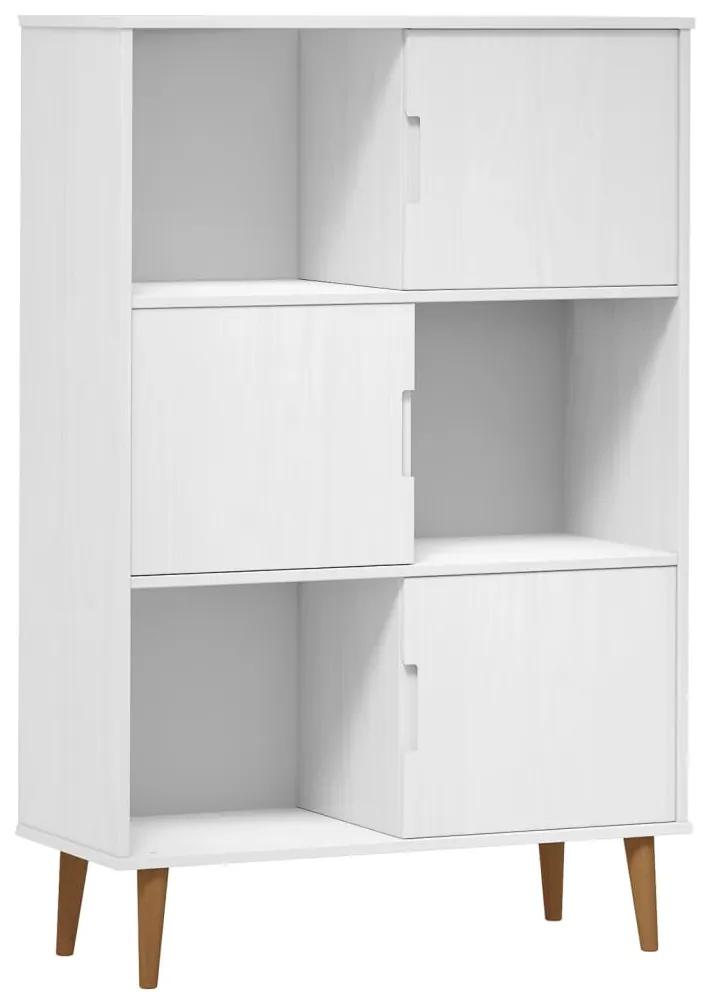 350517 vidaXL Bibliotecă „MOLDE”, alb, 90x35x133,5 cm, lemn masiv de pin
