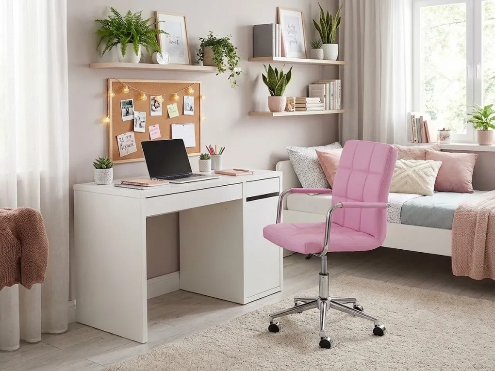 OFERTA Scaun de birou Q-022 din piele ecologica, roz, calitate II