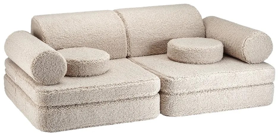 Canapea pentru copii maro deschis cu tapițerie din țesătură bouclé 132 cm Settee – Wigiwama