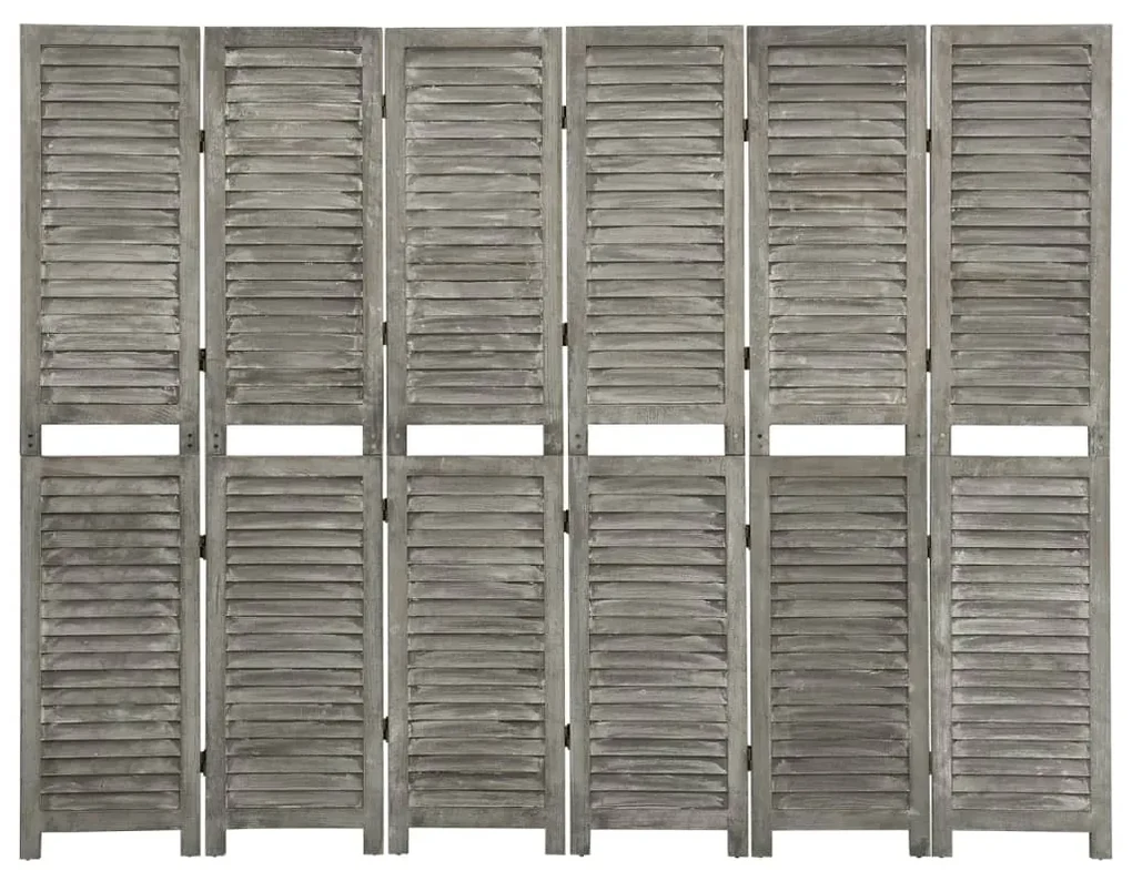 338577 vidaXL Separator cameră cu 6 panouri, gri, 214x166 cm, lemn masiv
